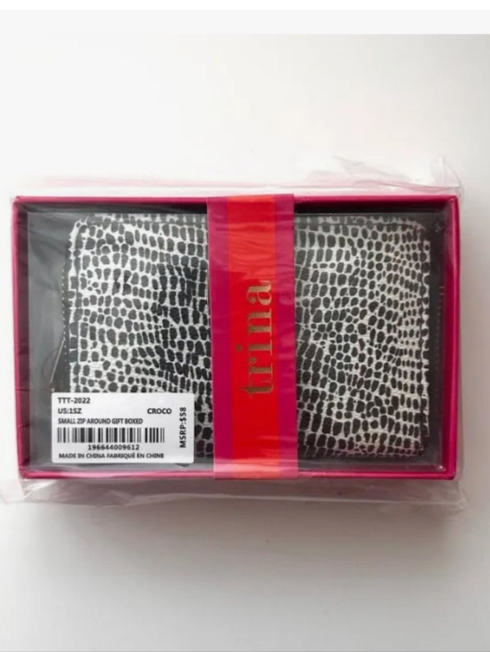 Trina Turk Croc Embossed Zip Around- NWT-NEVER OPENED/NEVER TOUCHED MSRP= $58
